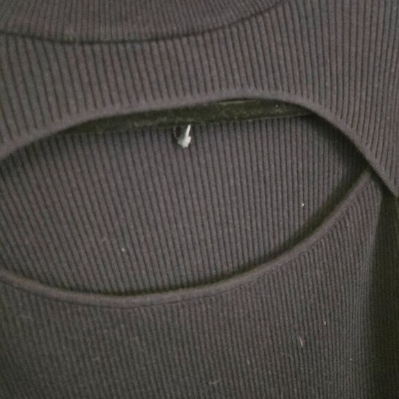 The Drop NWOT Chantal Midi Bodycon Fitted Cutout Rib Dress Black Size M - Picture 8 of 10